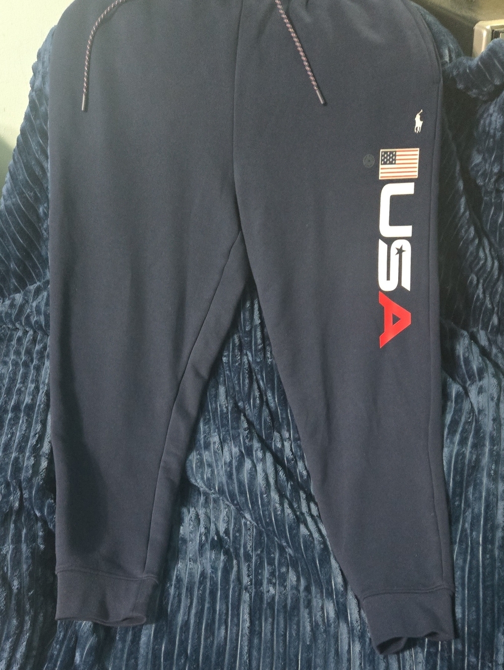 Ralph Lauren Navy Men's Sweatpants with USA Graphic